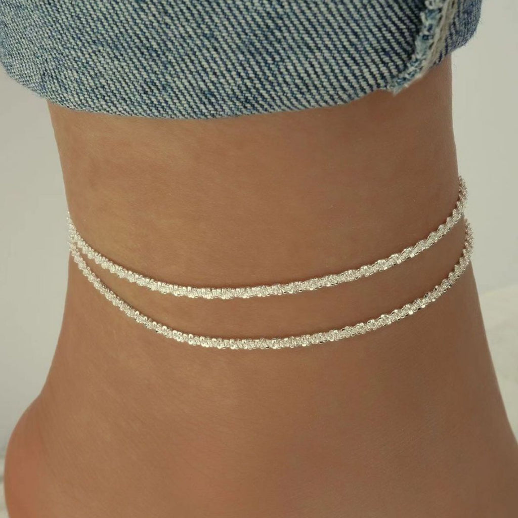 925 Sterling Silver Anklet Bracelet with Matching Box
