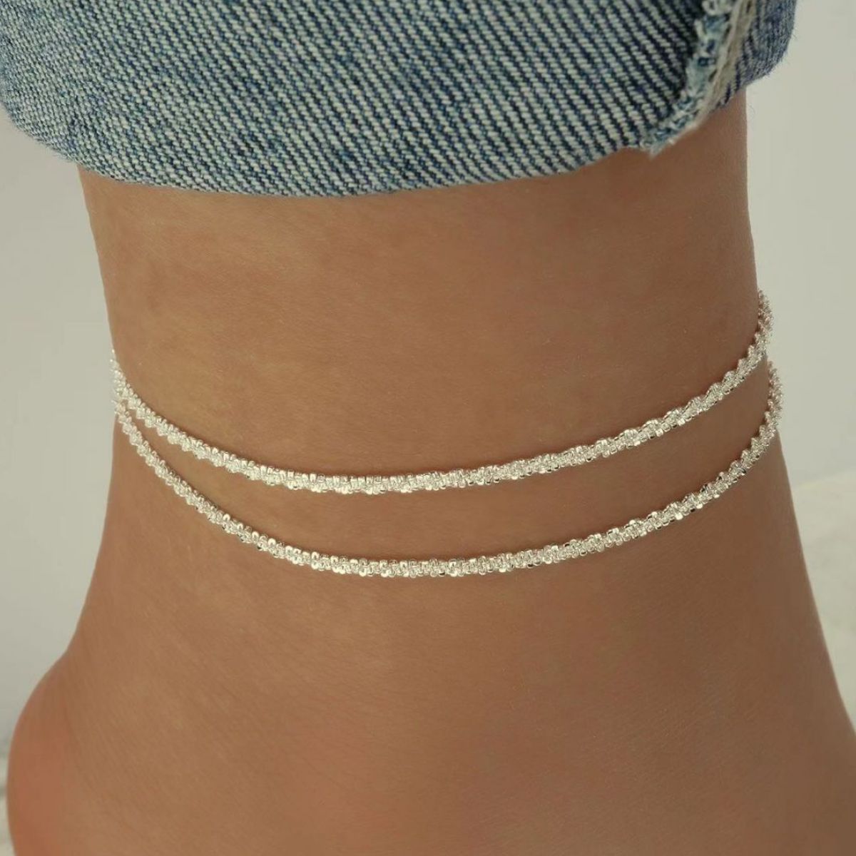 925 Sterling Silver Anklet Bracelet with Matching Box