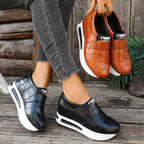 Crocodile Pattern Platform Slip-On Shoes