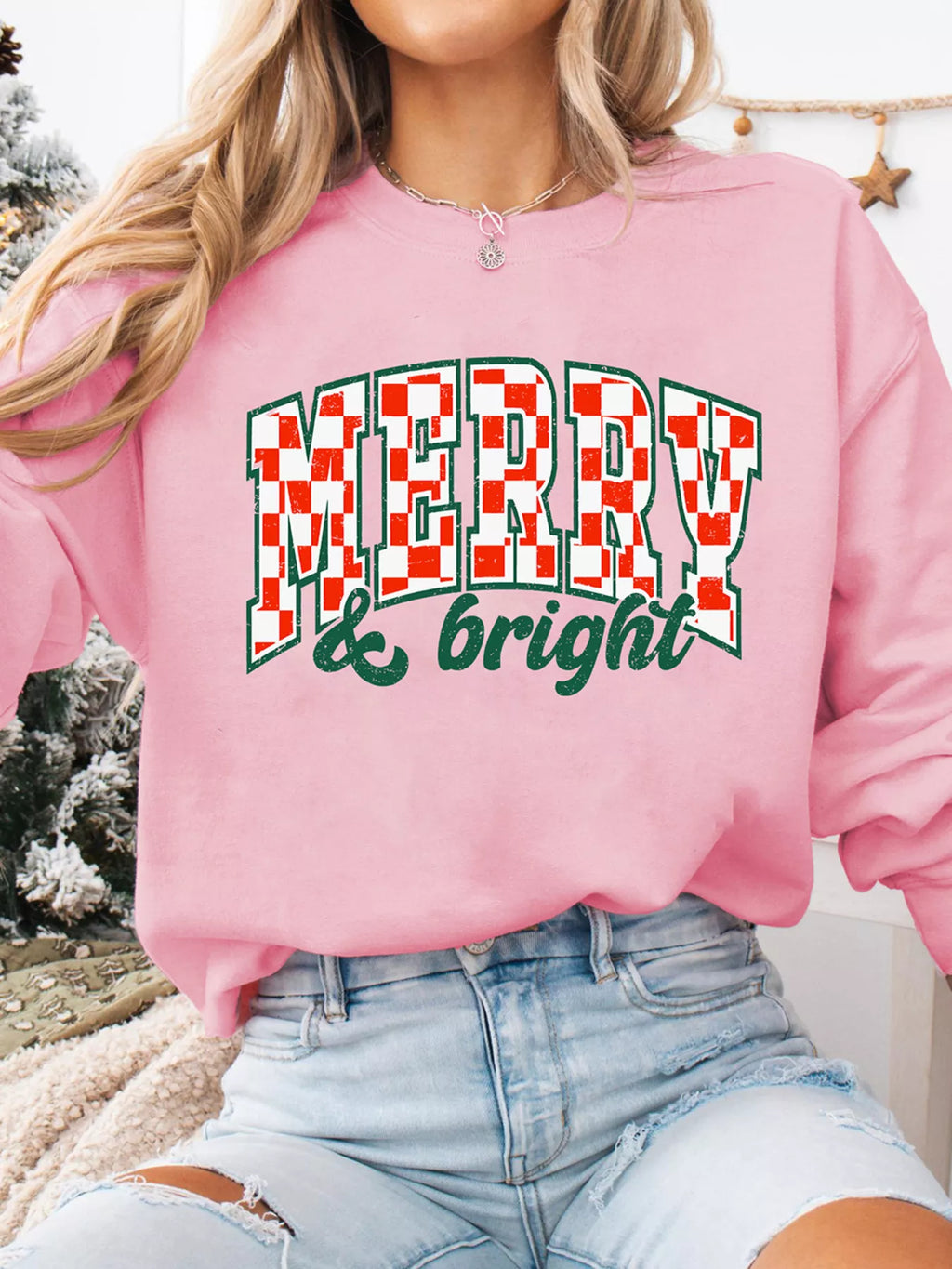 MERRY & Bright Sweatshirt Graphic Christmas Long Sleeve Pullover fa5ec9ed08154ad28d2a4c3a6f5fcf51-Max-Origin Trendsi