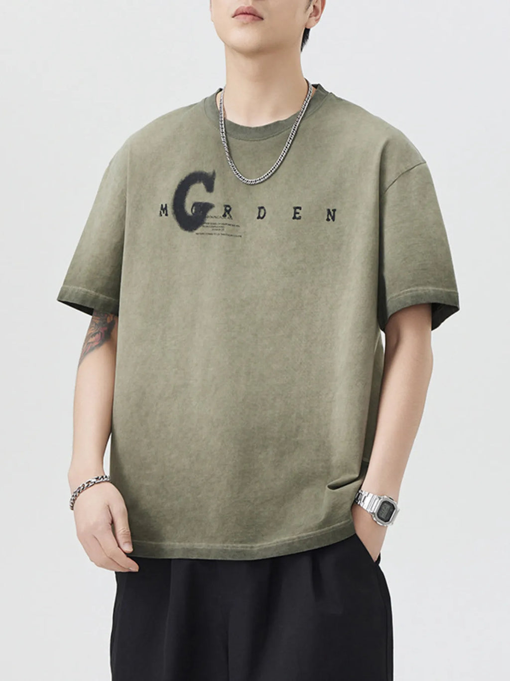 Men's T-Shirt Cotton Letter Round Neck Short Sleeve Top fa6c3122fb2d48e7b36ee3ce1d398884-Max-Origin Trendsi