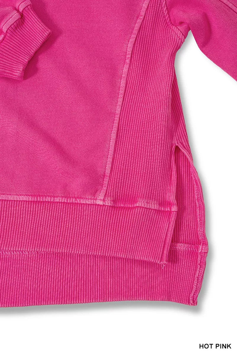 Zenana Womens Sweatshirt Hot Pink French Terry Pigment Dye & Enzyme Wash fa7f70a810d840508bfc3f1b7c1c7f46-Max-Origin Trendsi