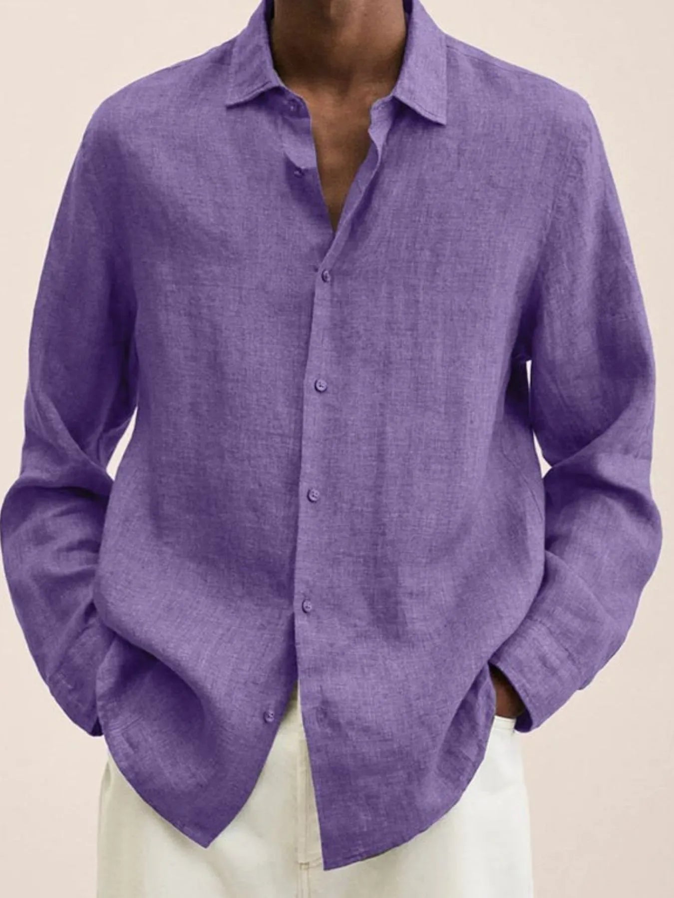 Men's Shirts Cotton Blend Classic Solid Long Sleeve Tops Lightweight S-4XL Mauve fa8e9eca-e962-426f-b9b5-4ea251924ebd-Max-Origin Trendsi
