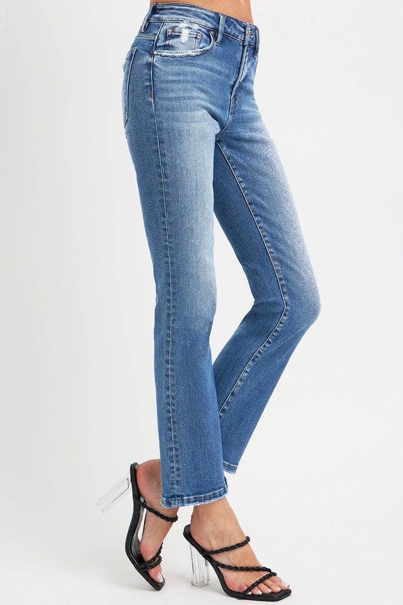 RISEN Mid Rise Ankle Straight Jeans with Pockets fa99edf8-f851-4c08-9d87-7b671ea2e5f0-Max Trendsi