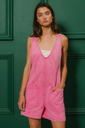 BiBi Denim Shortall Pink Patch Pockets Washed V Neck Jumpsuit FUCHSIA faa4079226c7464a8830ec04c7b05f31-Max-Origin Trendsi