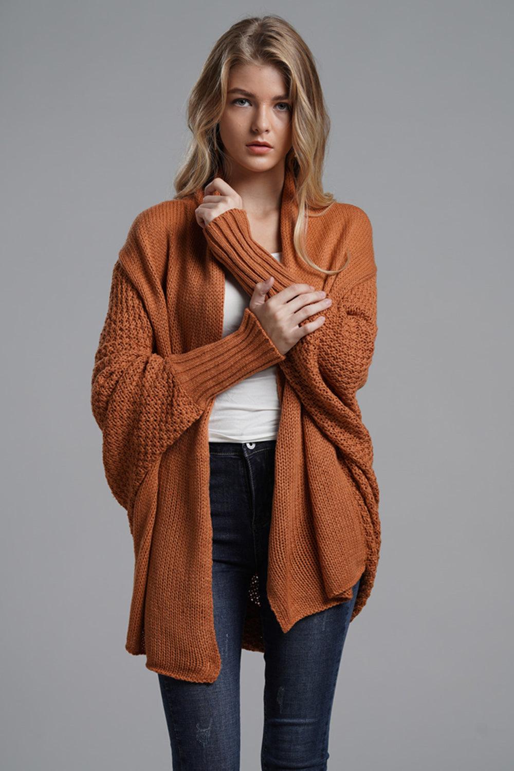 Knit Cardigan Oversized Batwing Long Sleeve Open for Women