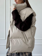 Padded Women Vest Coat Zip Up Turtleneck Sleeveless Mid Length Outwear fae31f9c-8e05-4c1c-87a6-646a41c744c3-Max Trendsi