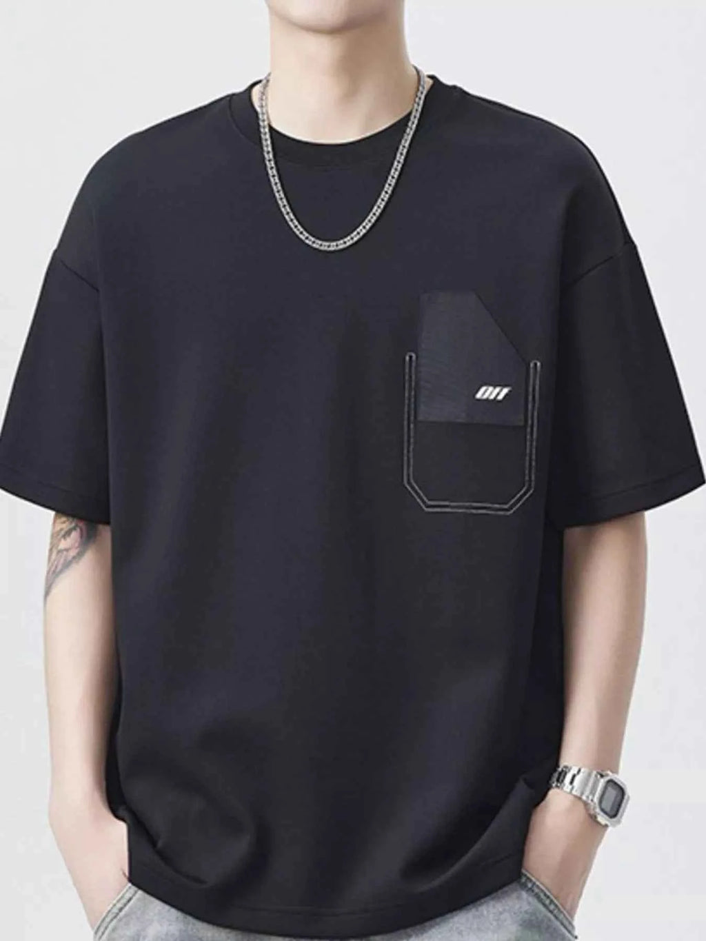 Men's Plus Size Casual Pocket Design Short Sleeve T-Shirt