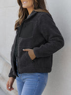 Plush Women Jacket Zip Up Long Sleeve Zip Outer Pocket Collared Outwear fb1f8c56-7c21-4aa9-bec7-201aca721d15-Max Trendsi