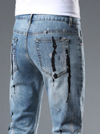 Men's Slim Fit Jeans Splatter-Paint Style Distressed Ligh Blue Denim Pants fb627c4eec254d42a9acd5d264cfe6a7-Max-Origin Trendsi