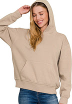 Zenana Fleece Womens Hoodie Ash Mocha Kangaroo Pocket Top fb74c123975e42c392e68cc907507b17-Max-Origin Trendsi