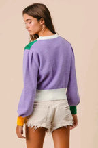 BiBi Sequin Sweater Cardigan Mardi Gras Color Block Buttoned Long Sleeve fb83d34f50e34080961a69426d46f6ef-Max-Origin Trendsi