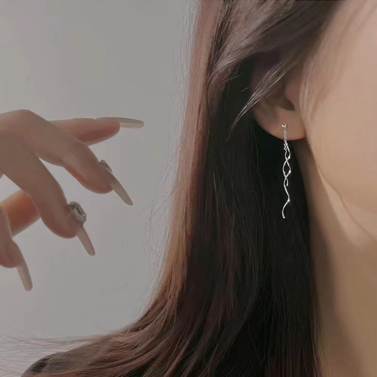 925 Sterling Silver Wave Earrings - One Pair, 2 Inches Length