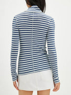 Striped Turtleneck T-Shirt Cotton Blend Women Exposed Seam Long Sleeve fba7b784-fcce-4538-bac1-43ab2c5dffa7-Max Trendsi