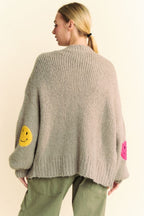 Davi & Dani USA Women Cardigan Fuzzy Smile Open Front Long Sleeve Knitwear fbb5370d-5cc1-4e36-b828-80e5e1ad3126-Max Trendsi