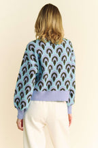 Davi & Dani Sweater Pastel Blue Eyelet Scale Jacquard Round Neck Drop Shoulder fbb8b147-aa5f-4ee1-a2d9-82b4ca10ee7f-Max Trendsi