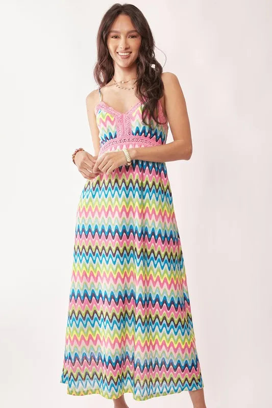 Davi & Dani Midi Dress Multi Color Stripe Crochet Lace Strappy fbb97eb3a328497db430d7e2c7fd1ba4-Max-Origin Trendsi