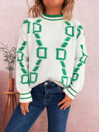 Women's Sweater Contrast Round Neck Long Sleeve Oversized Ribbed fbbac1cd355347d7ae21b5c8e1c357f2-Max-Origin Trendsi