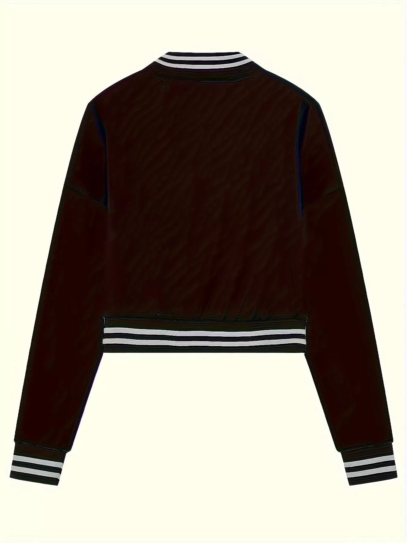 Women's Bomber Jacket Snap Down Stripe Contrast Long Sleeve Outwear fbc8640b36bd4f31ab35883137bdd1ff-Max-Origin Trendsi