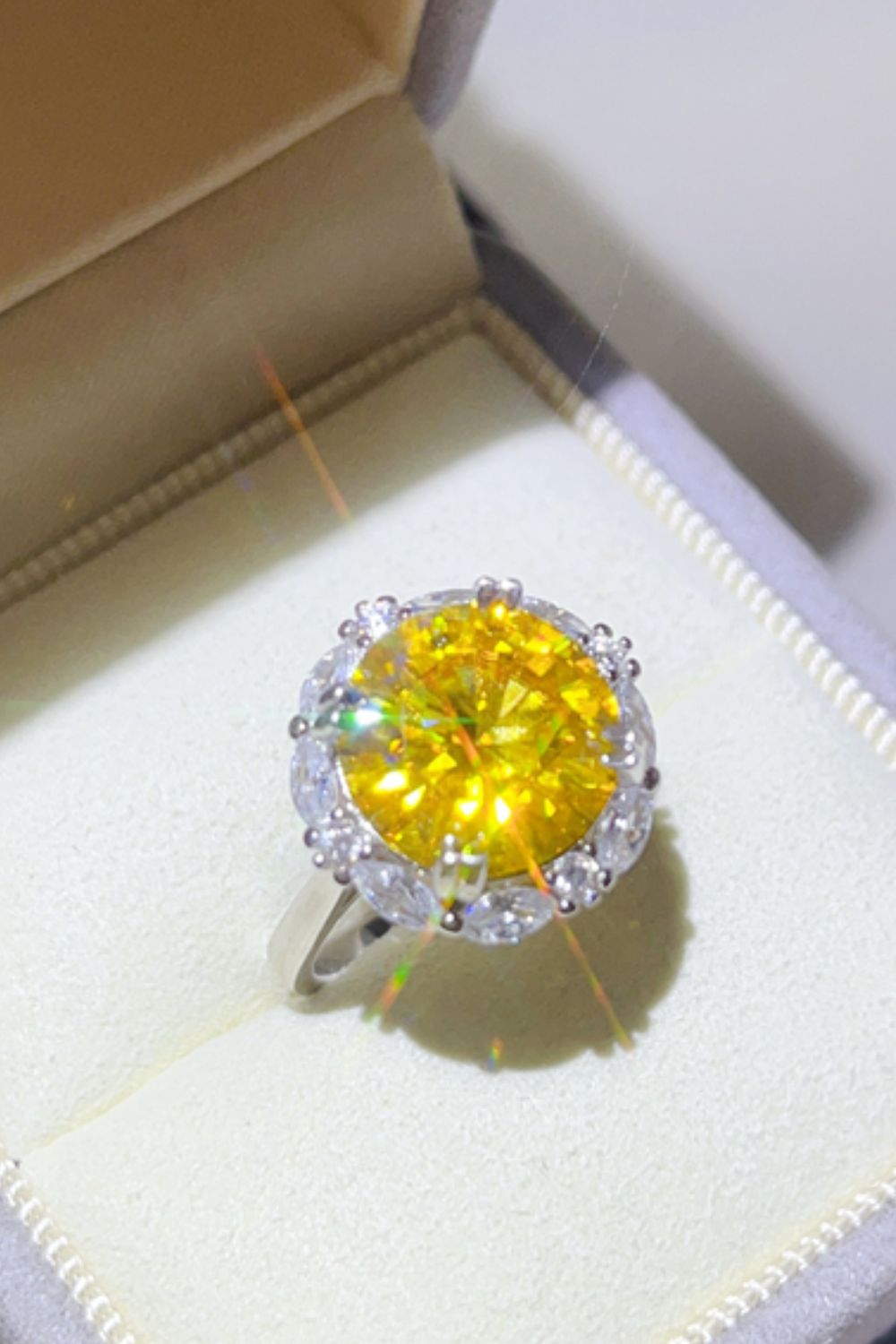 Silver Ring 5 Carat Moissanite Yellow Stone Round 925 Sterling Platinum-plated Yellow fbf636e7-9f94-4017-acc1-df3795c2754a-Max Trendsi