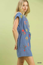 Umgee Embroidered Floral Mini Dress with Waist Tie fc42e084-c048-409f-8b0a-f9e011d86cee-Max-Origin Trendsi