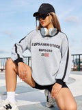 Sweatshirt Gray Cotton Casual Letter Print Round Neck Long Sleeve Light Gray fc5d548a-39aa-46de-80b7-8bde6653af24-Max Trendsi
