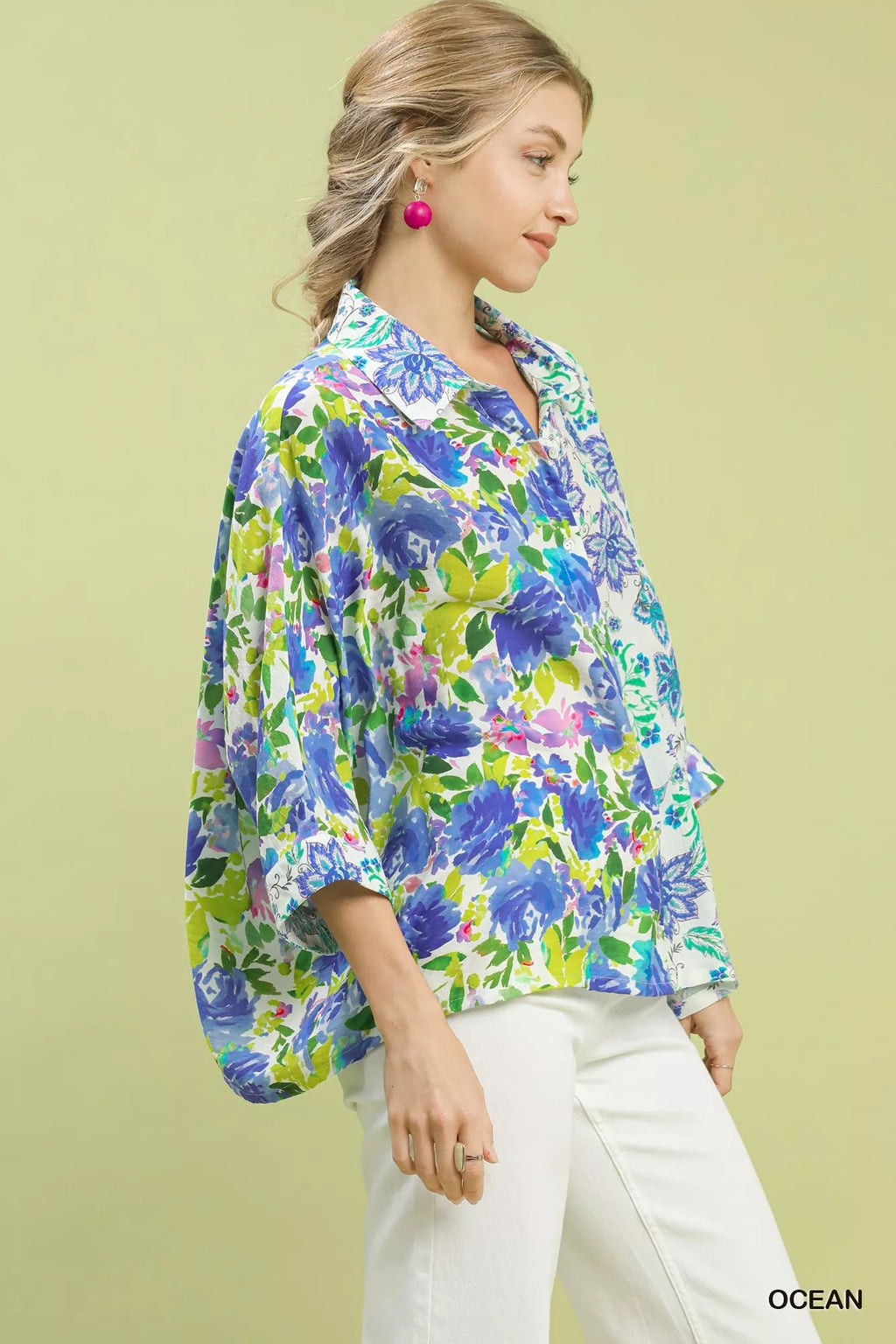 Umgee Womens Shirt Ocean Mix Floral Oversized Long Sleeve Top fc7cdc61-9db8-41b2-9fdc-193a84193142-Max-Origin Trendsi