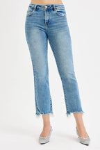 RISEN Jeans Crop Straight Slim Women's High Rise Raw Frayed Hem Denim fc84a755080048a4991660f8c77ddd8c-Max-Origin Trendsi