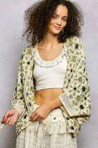 POL Crochet Cardigan Green Multi Open Front Floral Pattern fc949ab0-ff28-4c44-a4e3-fb846a859386-Max-Origin Trendsi