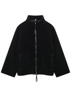 Turtleneck Plush Jacket Women Zip Up Long Sleeve Outer Double Pockets Coat fcefa794-7aa9-4233-b7ac-893878a17ddc-Max Trendsi