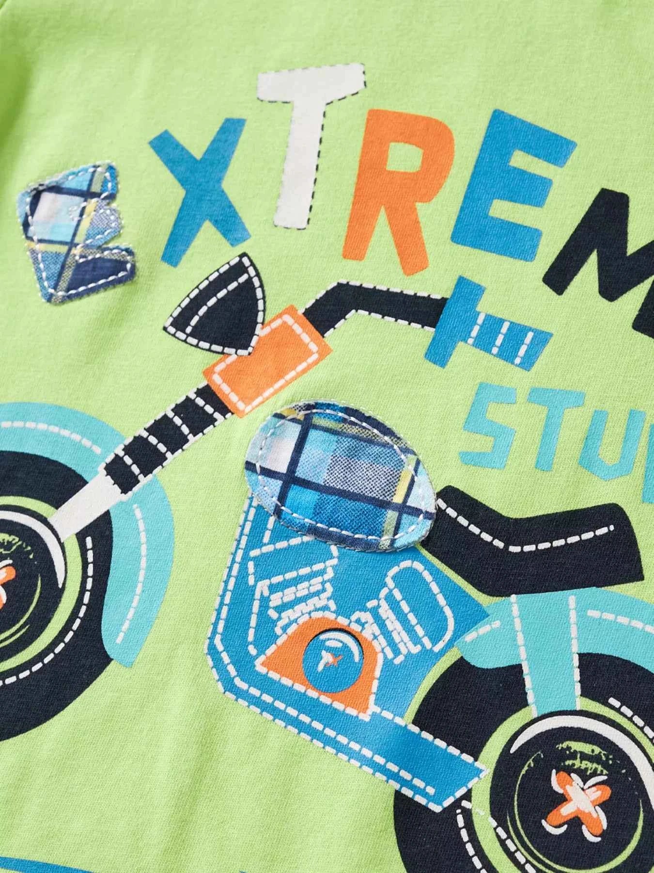 Children's Extreme Stunts Motorcycle Graphic T-Shirt and Shorts Set