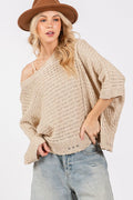 SAGE + FIG Sweater USA Stock Distressed Asymmetrical Open Stitch Knitwear Mushroom fd4928bd-7aa2-444a-86ec-7996cac2bbbc-Max Trendsi