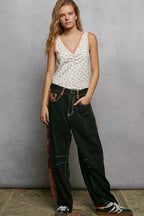 POL Tank Top Floral Ivory Ruched V-Neck with Lace Detail Blouse fd616ecb-e81b-4d62-afd1-23d0d861f804-Max-Origin Trendsi