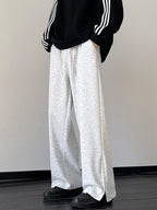 Men's Plus Size Wide Leg Pants with Drawstring Waist and Side Slits