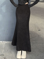 Textured Knit Mermaid Skirt with Stretch Fabric