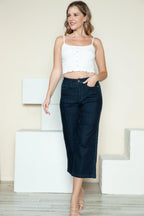 Judy Blue US Crop Wide Leg Jeans Side Seam Braid Detail Denim Capri fd8c842b-3202-4f9e-b62b-f170069ceb19-Max Trendsi