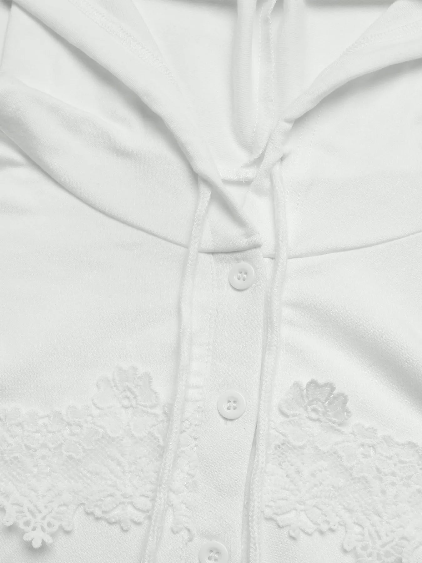 Women's Hoodie White Viscose Lace Detail Long Sleeve Drawstring Hood fd99cfa95e874518ab5ce11b79bfd578-Max-Origin Trendsi