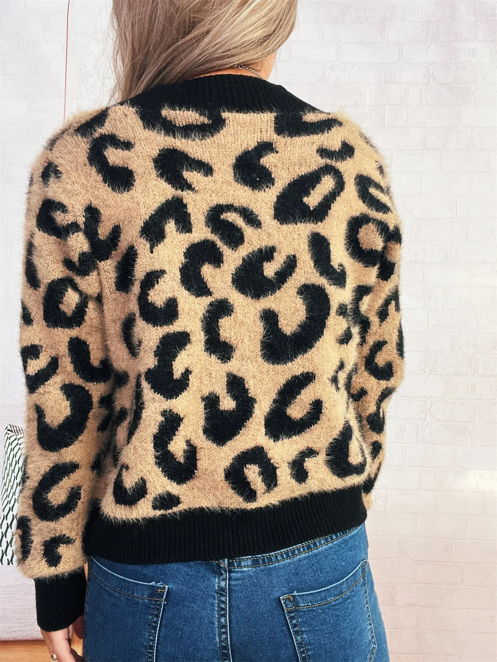 Women's Cardigan Leopard Fuzzy Button Up Long Sleeve fdd280838b8643cda65e48483be5511e-Max-Origin Trendsi