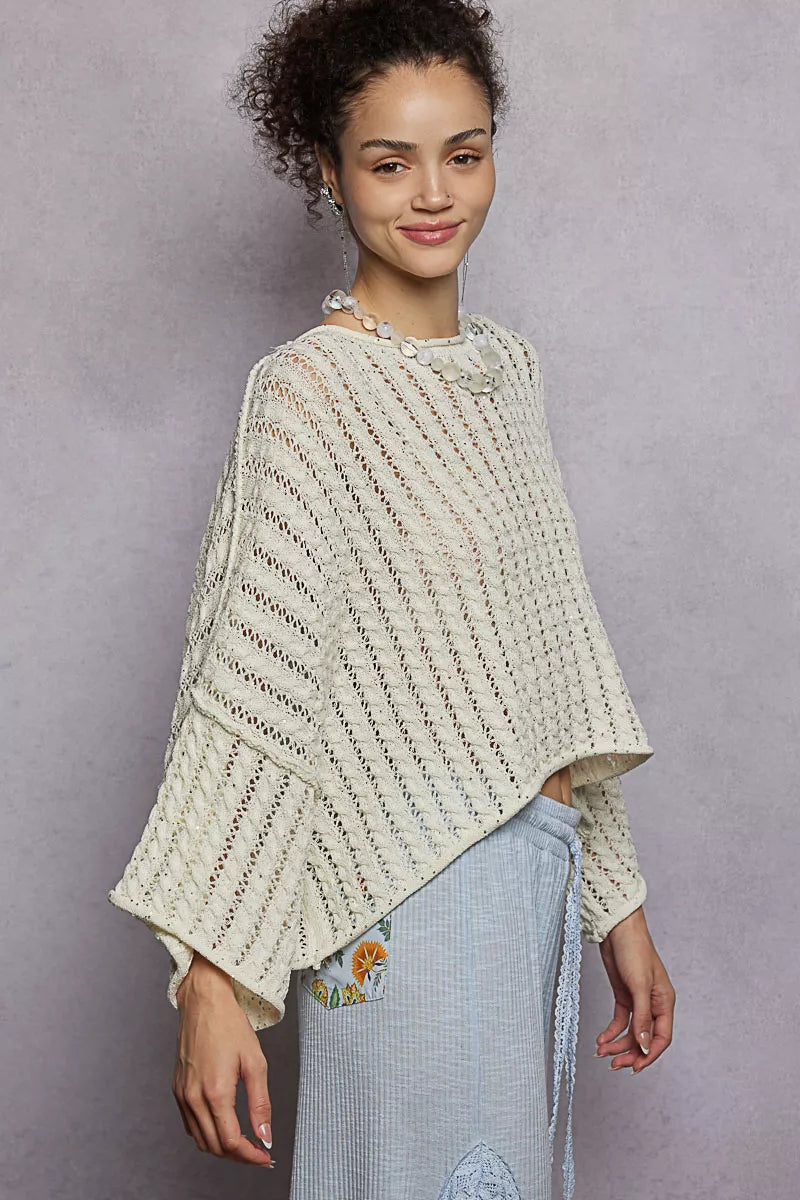 POL Cable-Knit Openwork Round Neck Cropped Sweater fddae82c-2ae1-49d9-ab3a-a2908d6ae96b-Max-Origin Trendsi