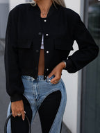 Leopard Cropped Women Jacket Baseball Collar Pocketed Snap Long Sleeve fdebb86d-b0e7-480d-abde-1189b4190490-Max Trendsi