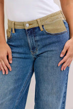 Judy Blue Straight Jeans MR Column with Corduroy Waist Medium Wash fe003edc-a5f1-473d-959b-deefa769cea5-Max-Origin Trendsi