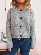 Women's Cardigan Button-Up Raglan Sleeve Casual Knit Top fe1951d436dc49a99f1851130938649d-Max-Origin Trendsi