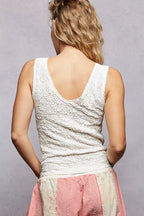 POL V-Neck Tank Top Off White Textured Knit with Lace Trim Sleeveless fe31050a-8bbb-404c-adbb-bd9a9eb0b112-Max-Origin Trendsi
