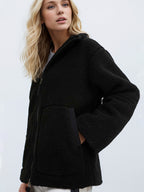 Turtleneck Plush Jacket Women Zip Up Long Sleeve Outer Double Pockets Coat fe37e184-50c7-4993-a579-f89d58f6142d-Max Trendsi