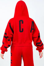 American Bazi Red Cropped Hoodie Women's Letter Graphic Long Sleeve Top Red fe4852c6-7c11-4cbe-84c7-fe0048848400-Min Trendsi