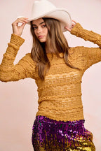 BiBi Womens Flower Lace Top Ruffles Detail Mustard Mardi Gras Color fe5ddfaa933748d4914173040dde3a2a-Max-Origin Trendsi