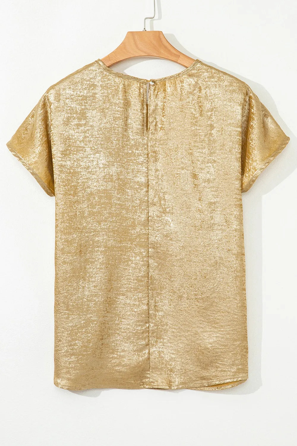 Women's Blouse Metallic Gold Short Sleeve Casual Top fe5f0511-b71c-475a-8ba6-471d9cb10a8f-Max-Origin Trendsi