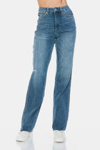 Judy Blue Straight Jeans Tummy Control Cut Raw Hem Denim Pants Medium fe63b355-6d0f-45e5-9283-bbf66cf0d4bd-Max Trendsi