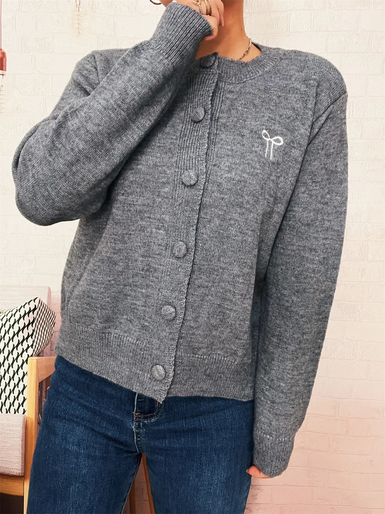 Women's Cardigan Button-Up Long Sleeve Embroidered Knit fe73622e510845409f35afc54234830b-Max-Origin Trendsi