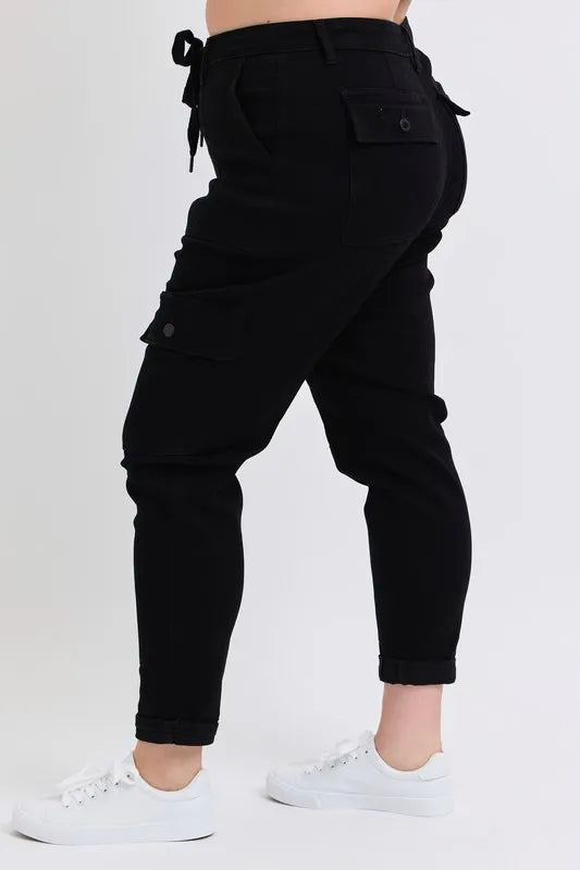 Judy Blue Cargo Cuffed Jogger Black High Waist Trousers fe75d9b9-6694-4543-bec7-c69164df4762-Max-Origin Trendsi